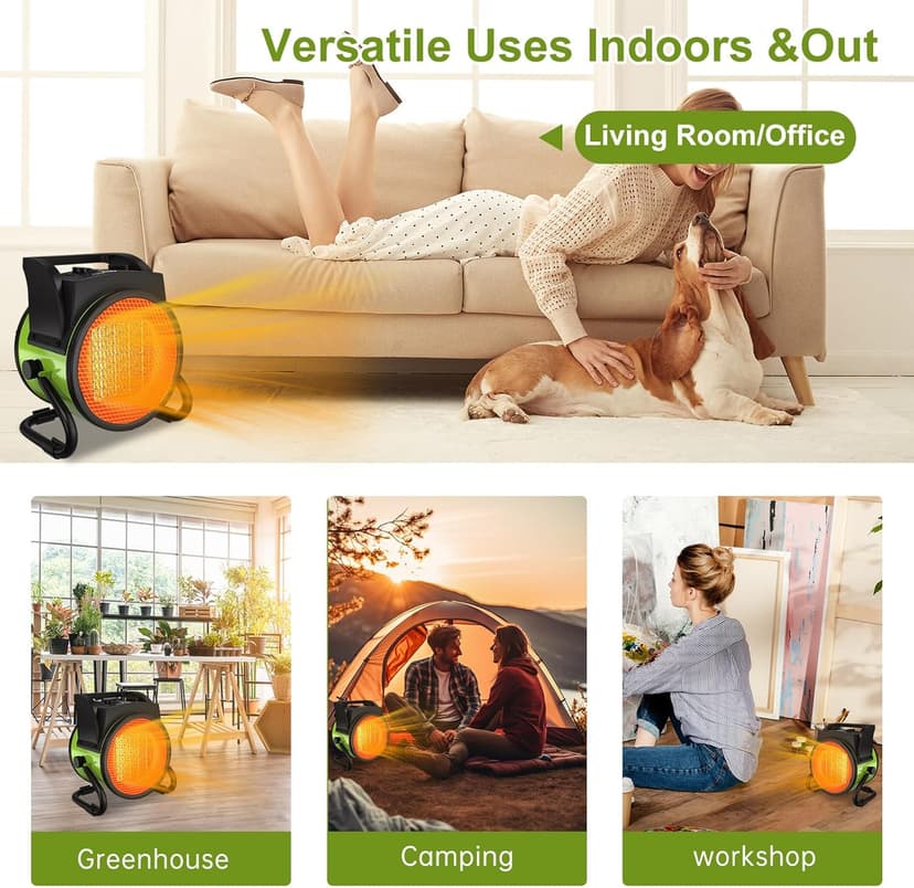 1500W Portable Outdoor Heater - Portable Space Heater with Overheat Protection & 3S Fast Heating, Electric Garage Heaters for Patio, Garage, Bedroom, Office