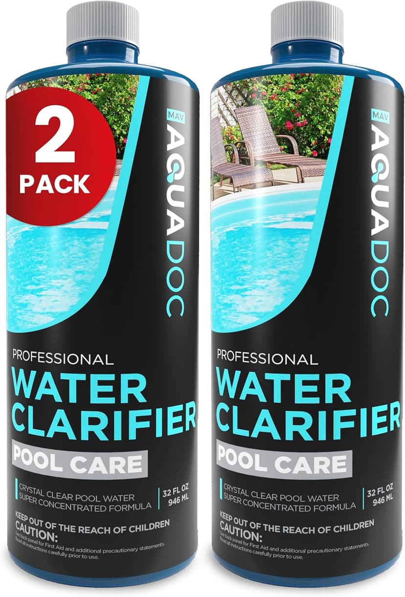 Pool Clarifier Liquid for Cloudy Water Treatment - Swimming Pool Water Clarifier to Support Water Clarity in Inground and Above Ground Pools - AquaDoc - 32oz 2 Pack