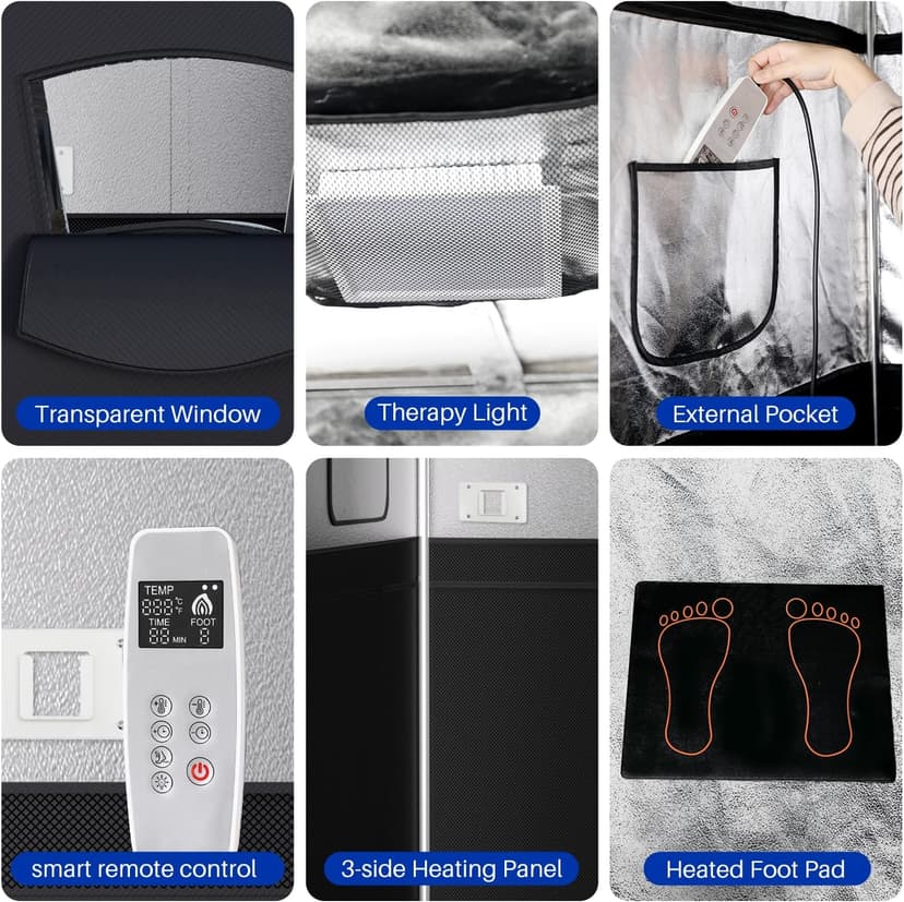 TOREAD Portable Far Infrared Sauna, Portable Infrared Full Size Sauna Tent, Sauna for Infrared Home Spa, Heated Body Therapy, Time & Temperature Remote Control (35"x35"x71")