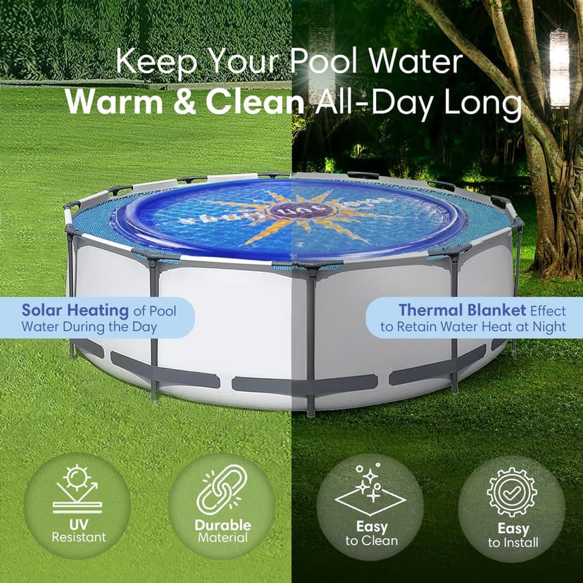 Solar Sun Rings UV Resistant Above Ground Inground Swimming Pool Hot Tub Spa Heating Accessory Circular Heater Solar Cover, Blue (3 Pack)