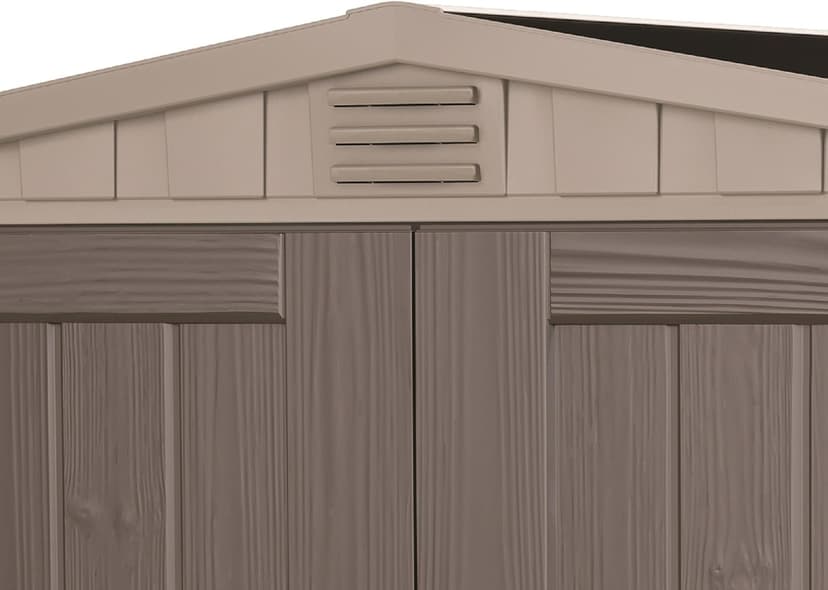 Keter Factor 6x3 Outdoor Storage Shed Kit-Perfect to Store Patio Furniture, Garden Tools Bike Accessories, Beach Chairs and Push Lawn Mower, Taupe & Brown
