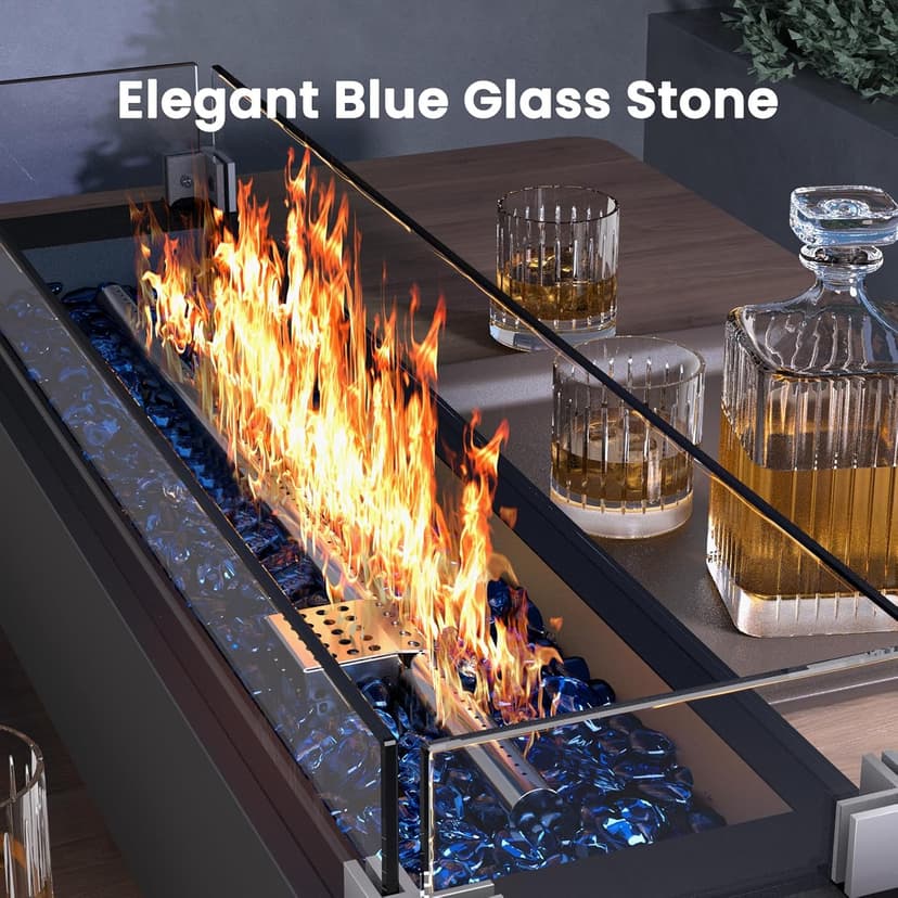 Ciays 28 Inch Table Top Propane Fire Pit, 50,000 BTU Tabletop Firepit with Glass Wind Guard & Glass Beads, Nylon Cover, Portable Outdoor Portable Fireplace for Patio and Camping