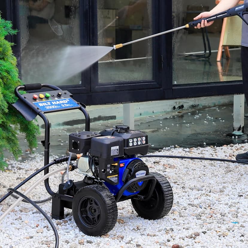 BILT HARD 3500 PSI 2.5 GPM Gas Pressure Washer, 224cc 4-Cycle Engine, Heavy Duty Gas Power Pressure Washer with Spray Gun and Wand, 5 Quick Connect Nozzle Tips, 3/5"×25' Hose, 49-State