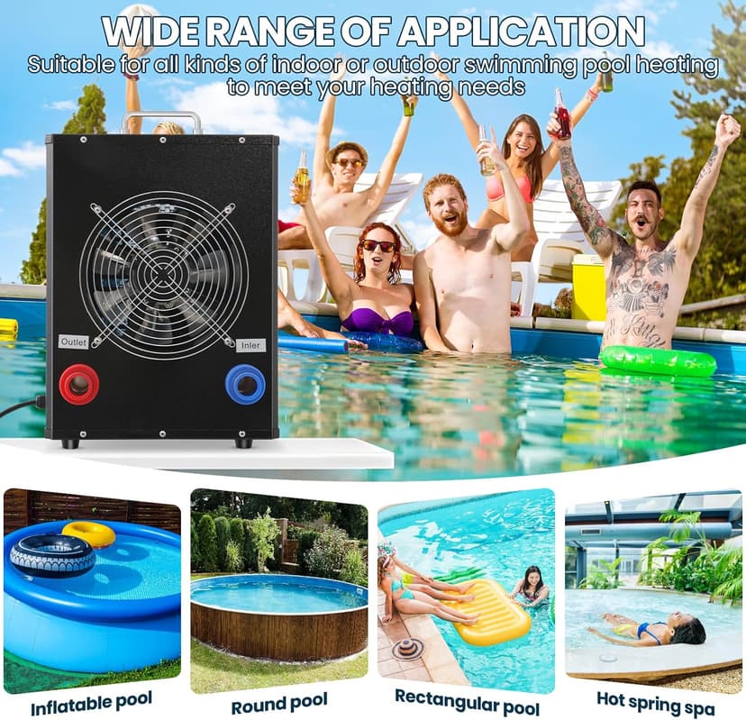 16184 BTU Pool Heater, for 6000 Gallons Above Ground Pools,Swimming Pool Heaters,120V/60Hz with Digital Display Multi-Protection