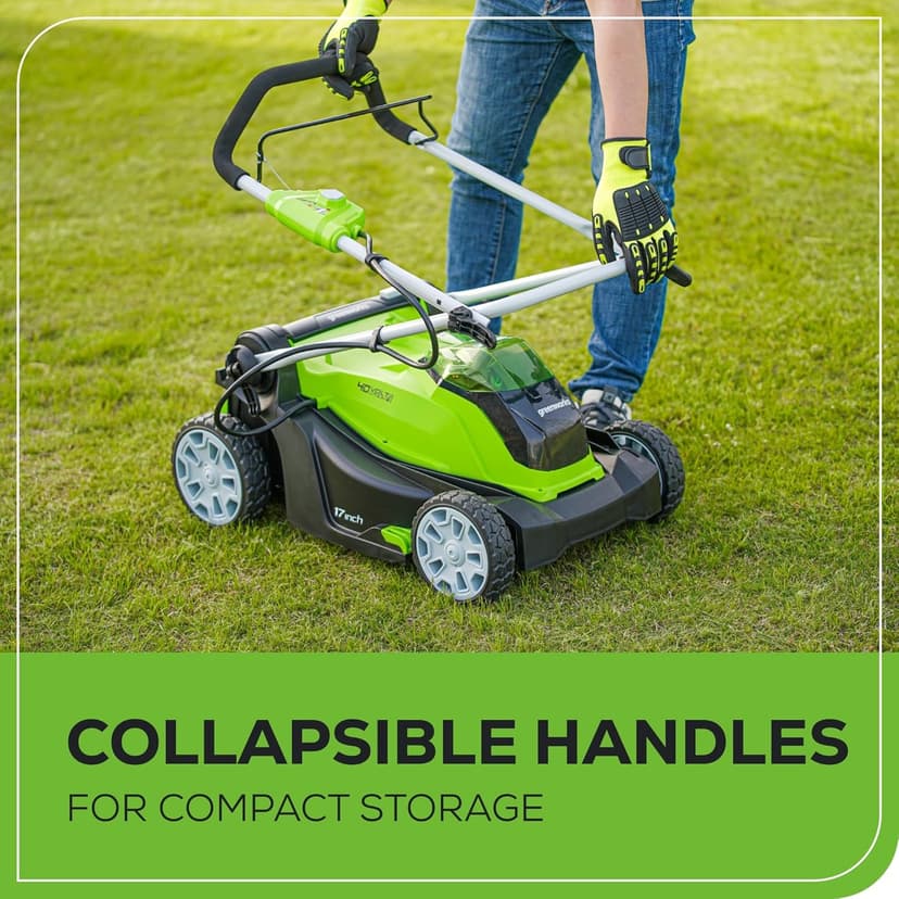 Greenworks 40V 17" Cordless (Push) Lawn Mower (75+ Compatible Tools), 4.0Ah Battery and Charger Included
