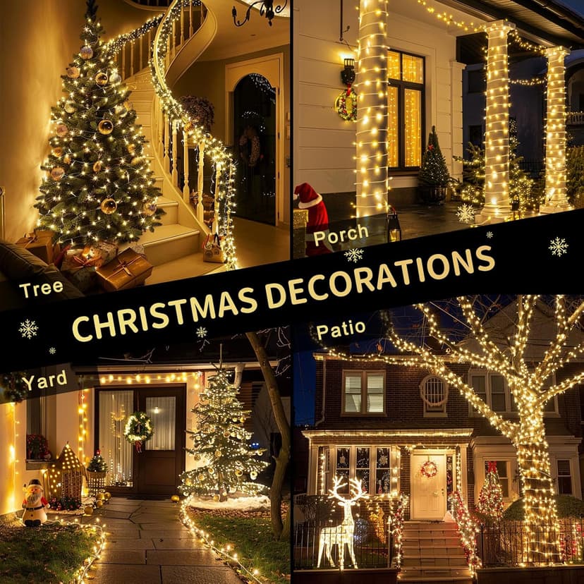 JMEXSUSS 200 LED String Lights Indoor Outdoor Clear Wire, Connectable Warm White Christmas String Lights for Bedroom, 66 Ft Twinkle Fairy String Lights Plug in for Home Wedding Tree Yard Patio Spring