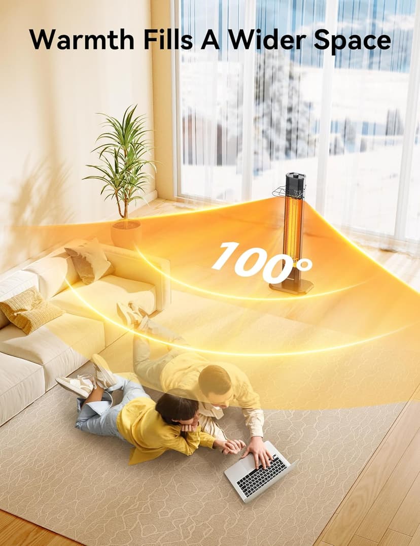 VAGKRI Outdoor Infrared Heater, 1500W 36inch Electric Heater with 3 Heating Levels, Tip-Over & Overheat Protection, IPX5 Waterproof Tower Space Heater for Patio Backyard Garage Restaurant Home
