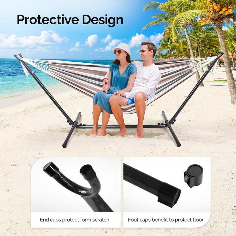 ONCLOUD 9 FT Hammock Stand Only, Heavy Duty Adjustable Indoor Outdoor Space Saving Steel Stand with Carrying Case, Universal Hammock Stand with 450 Pounds Capacity for Garden, Yard, Patio, Black