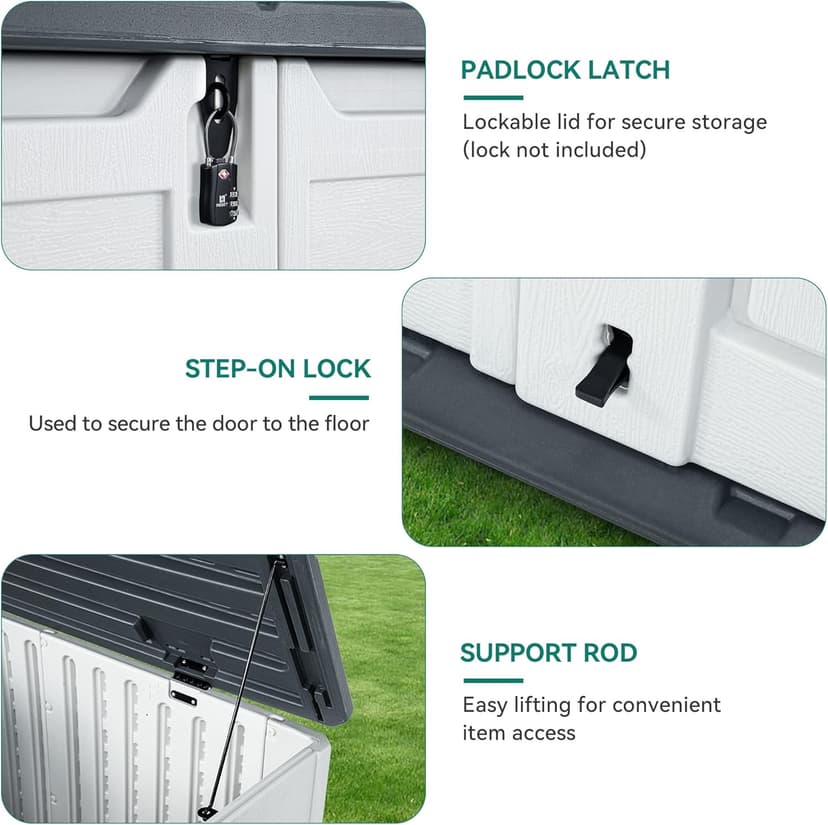 YITAHOME Outdoor Resin Storage Sheds, 39 in Height Lockable Waterproof Horizontal Shed w/o Shelf，Easy to Assemble Shed Storage for Garden Tools, Light Gray