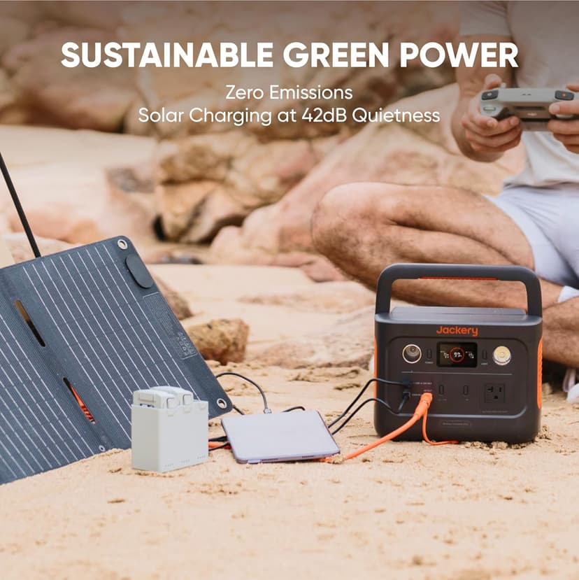 Jackery Solar Generator 240 v2 and 40W Mini Solar Panel 2024 New Version, 256Wh LiFePO4 Battery, 300W AC & 100W USB-C Output, Ultra Fast Solar Charging for Outdoors, Camping, Travel & Emergencies