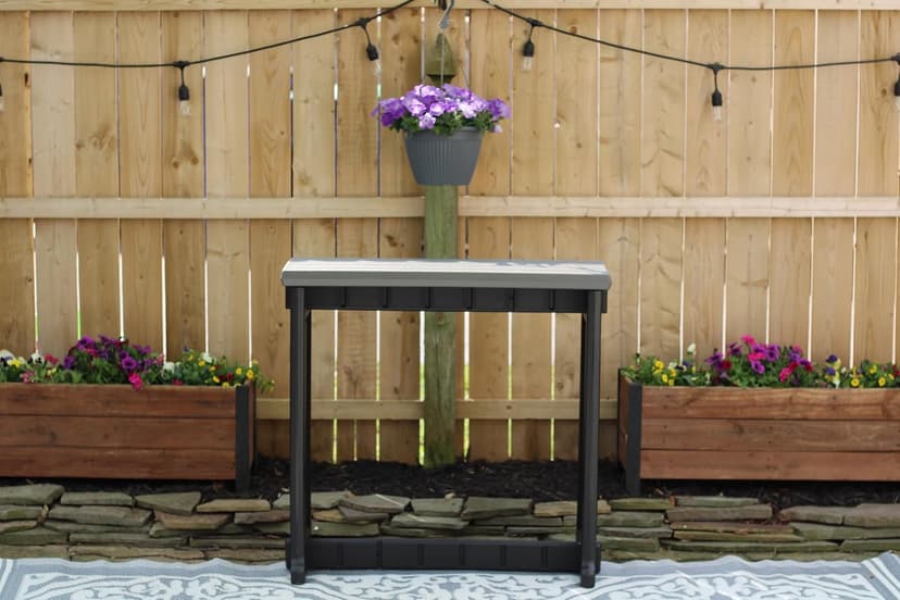 Single Bar Deep Grey Top & Black Base Ideal for Patio Hot Tub Area Backyard Durable WeatherResistant Design Easy Nohardware Assembly Proudly Made in USA