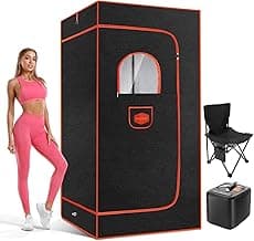 Portable Sauna Box for Home With 3L 1000W Steamer, Remote Control, Folding Chair - Steam Tent for Gym, Yoga, Pilates, Hot Tub