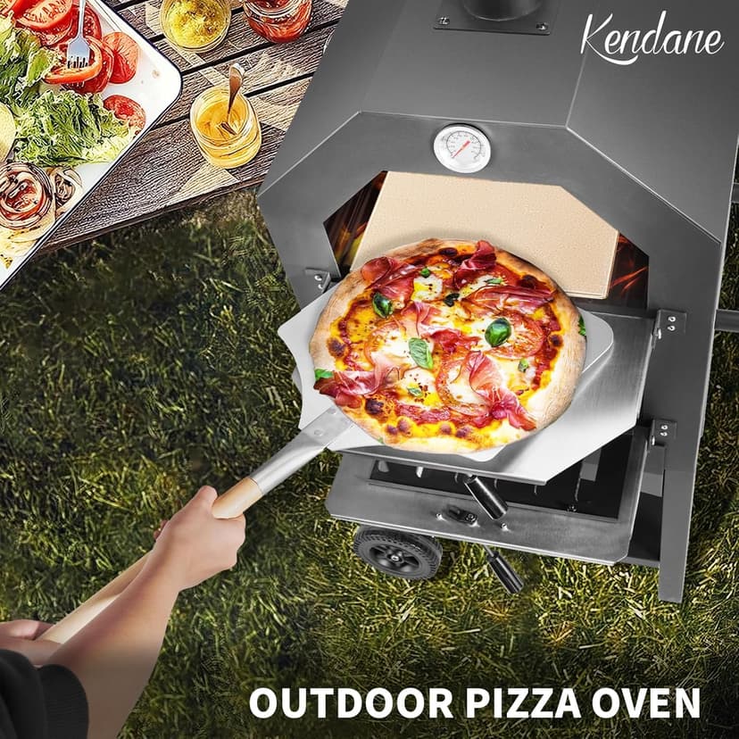 Pizza Oven Outdoor, Wood Fire Pizza Ovens for Outside, Pizza Maker with Waterproof Cover, 12" Pizza Stone, Pizza Spatula and 4pcs Grill Rack Included for Camping Backyard BBQ