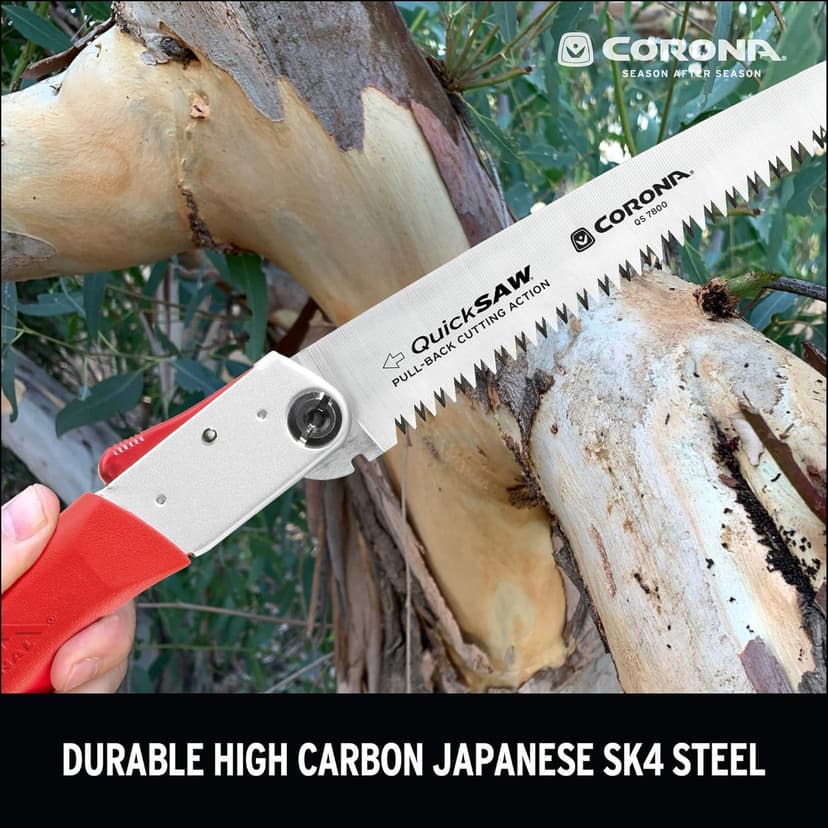 Corona Tools 7-Inch QuickSAW Folding Saw | Pruning Saw Designed for Single-Hand Use | Curved Blade Hand Saw | Cuts Branches Up to 4" in Diameter | QS 7800