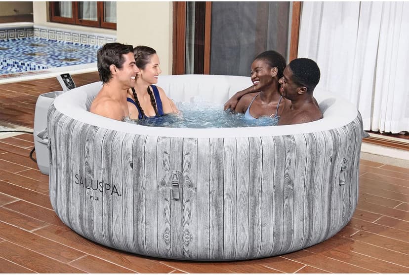 Bestway 2-4 Person SaluSpa Fiji Signature AirJet Inflatable Hot Tub Spa, 71" x 26" Round Portable Spa with 120 Soothing Jets and Insulated Cover