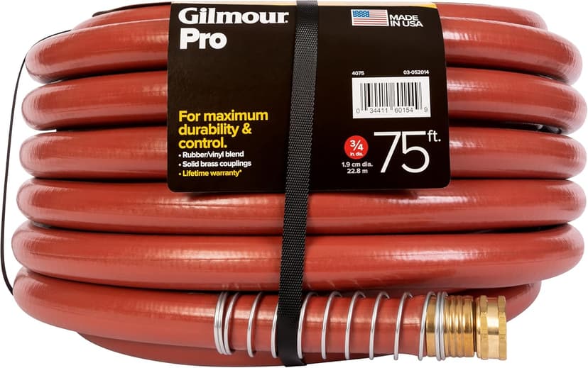 Gilmour Pro Commercial 3/4" x 75' Heavy Duty Water Hose, Durable and Kink Resistant 75 ft Garden Hose