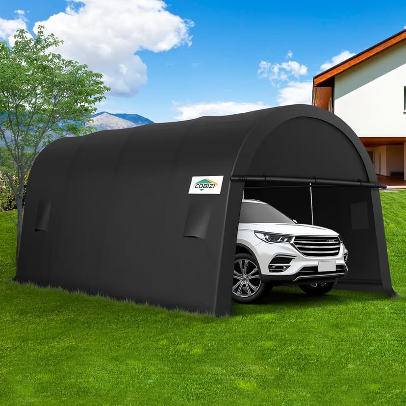 COBIZI Carport Canopy 12x20 Heavy Duty Portable Garage with Double Zippered Roll-up Doors & Vents, Large Space Car Canopy Car Tent Upgrade Waterproof for Cars, Boats, Trucks, Garden Tools, Gray