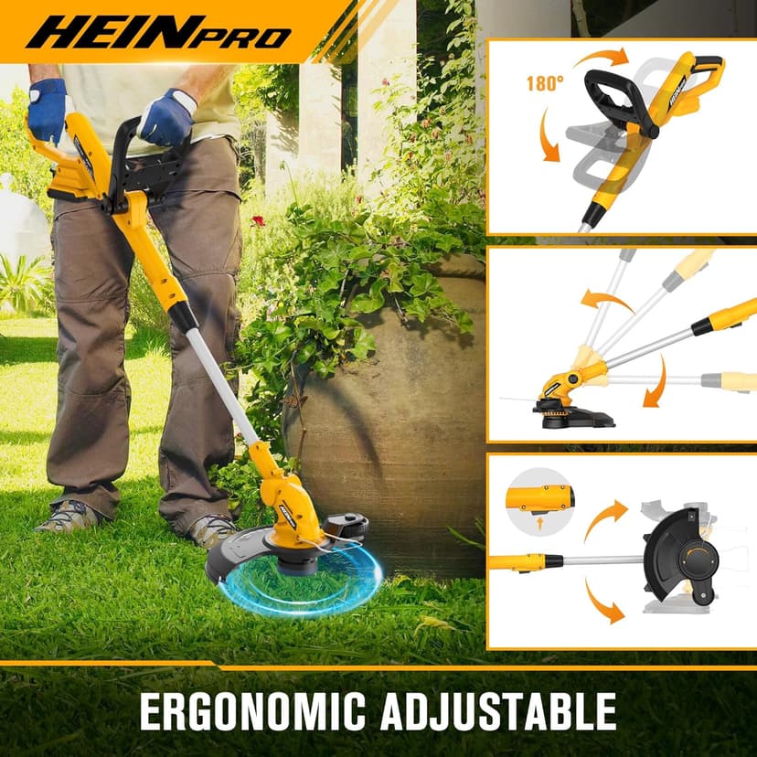 Cordless String Trimmer Compatible with Dewalt 20V Battery, 12-Inch Weed Wacker Cordless, Auto Line Feed, Electric Weed Eater Battery Powered, Grass Trimmer with 2 Replacement Spool