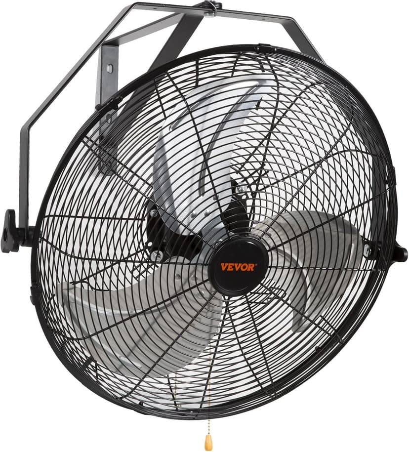 VEVOR 18 Inch Wall Mount Fan, 3-speed IP44 Waterproof, Max. 4150 CFM Wall Mounted Fan for Outdoor, Commercial, Residential, Greenhouse, Workshop, Patio, Black, ETL Listed
