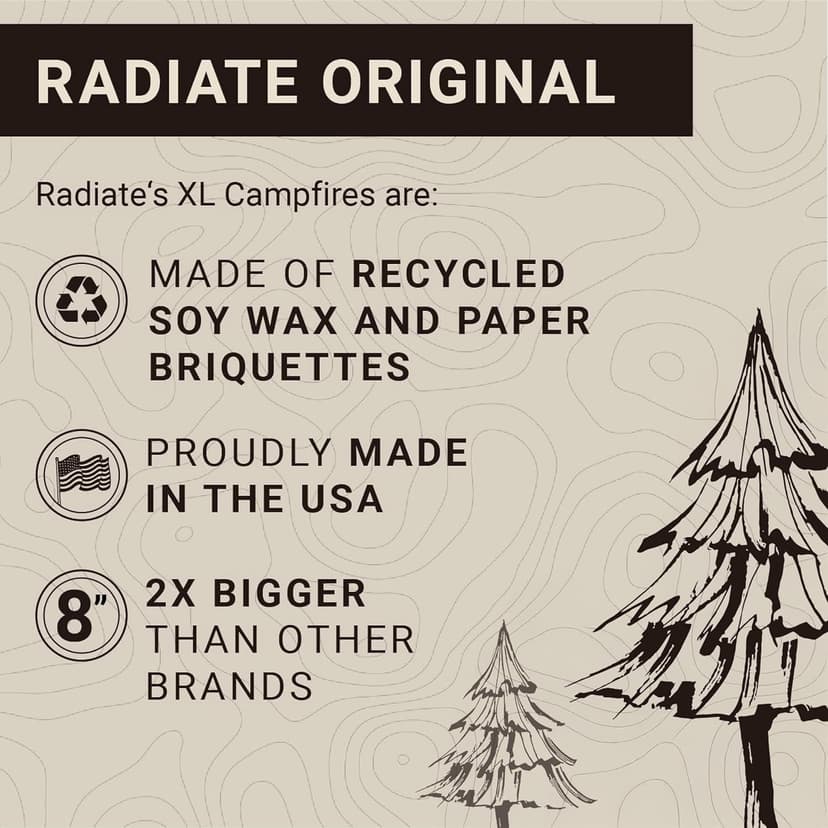 Radiate 2 Pack XL 8" Portable Campfire As Seen On Shark Tank - Up to 5 Hours of Burn Time, Reusable Travel Fire Pit for Camping, Patios and Beach Days - Great Alternative to a Real Fire - Made in USA