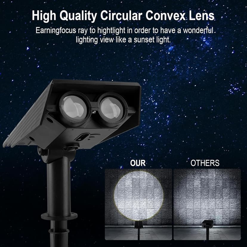 T-SUN Solar Spotlights for Trees, Solar Powered Sunset Projector Lights, 2 Lighting Modes Solar Landscape Spotlights Solar Garden Lights for Trees, Flag, Garden, Yard, Pathway, Patio(White-2 Pack)