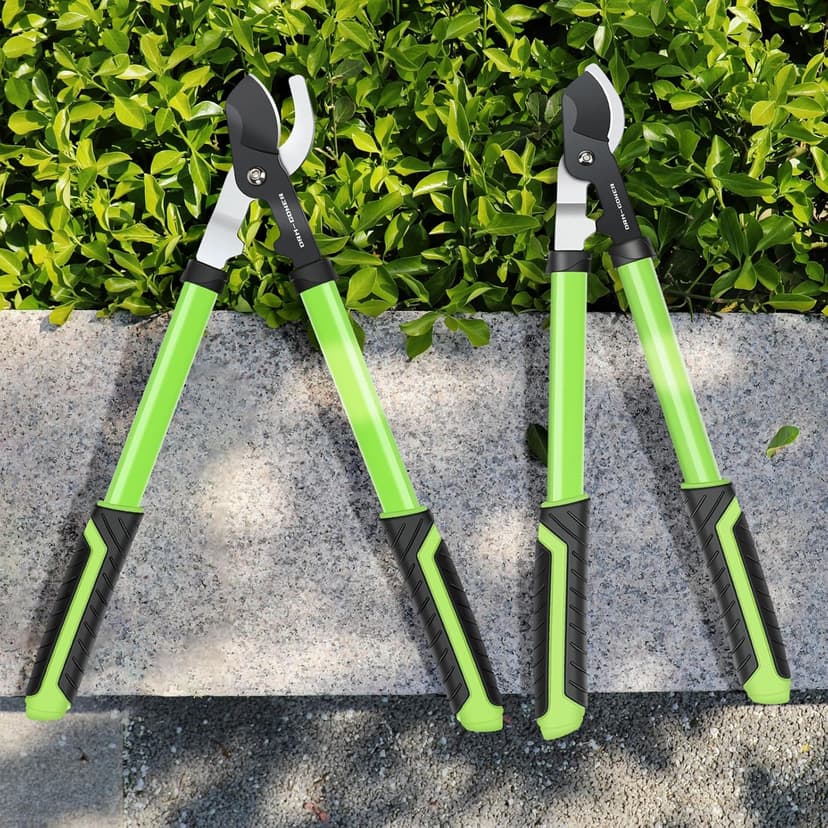 23" SK5 Dual-Blade Loppers Cuts 2" Dry/Wet Branches - Triangular Steel Tube & SecureLock, Heavy Duty Tree Trimmers Green/Black