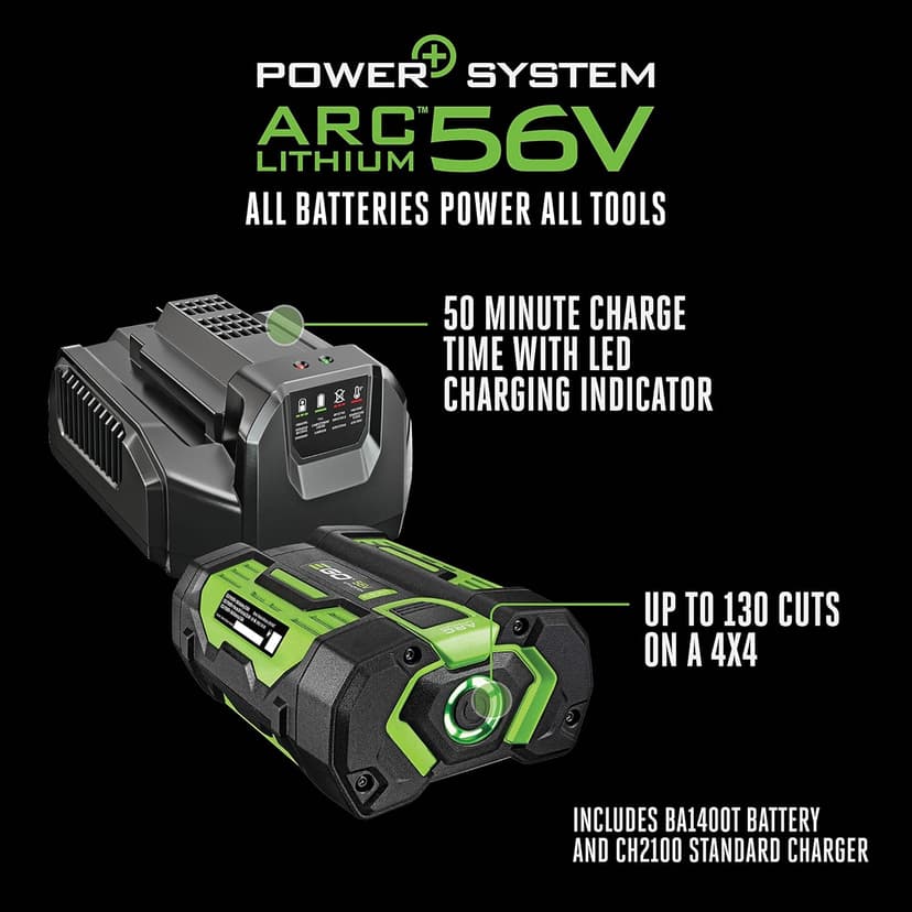 EGO Power+ CS1611 16-Inch 56V Lithium-ion Cordless Chainsaw - Battery and Charger Included, Black