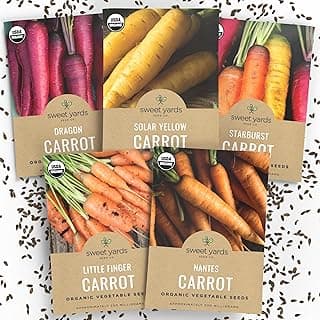 Organic Carrot Seeds Variety Pack - 5 Individual Packs - 2025 Season - Nantes, Little Finger, Dragon, Solar Yellow and More! for Indoor & Outdoor Planting (Non-GMO, Certified Organic)