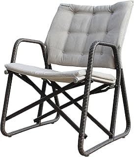 STRONGBACK Folding Patio Chair - Ergonomic Design for Back Pain Relief - 21" Seat Width/300 lb Capacity - Plush Olefin Cushions/Durable Magnesium Alloy Frame - Lightweight/Portable Outside Chairs