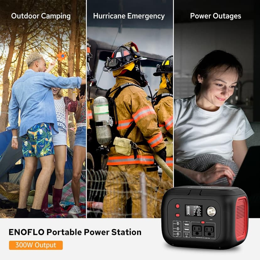 Portable Power Station With Wireless Charging 300W Portable Solar Generator 228Wh Power Supply With LED Light Power Generator 9 Outputs Charging Station for Outdoor Camping Emergency