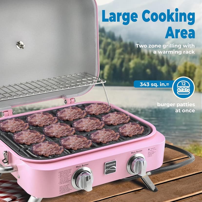 Kenmore 2-Burner Portable Tabletop Retro Gas Grill