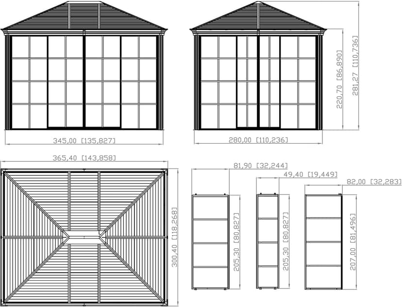 Sojag 10' x 12' Striano Hardtop Gazebo Screen House Outdoor Weather-Resistant Aluminum Frame Sun Shelter