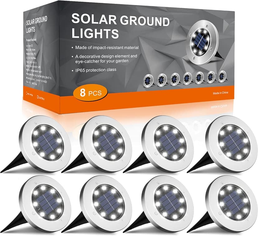INCX Solar Lights for Outside,8 Pack Solar Lights Outdoor Waterproof, Solar Garden Lights Landscape Lighting for Patio Pathway Lawn Driveway Walkway White
