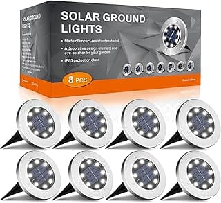 INCX Solar Lights for Outside,8 Pack Solar Lights Outdoor Waterproof, Solar Garden Lights Landscape Lighting for Patio Pathway Lawn Driveway Walkway White