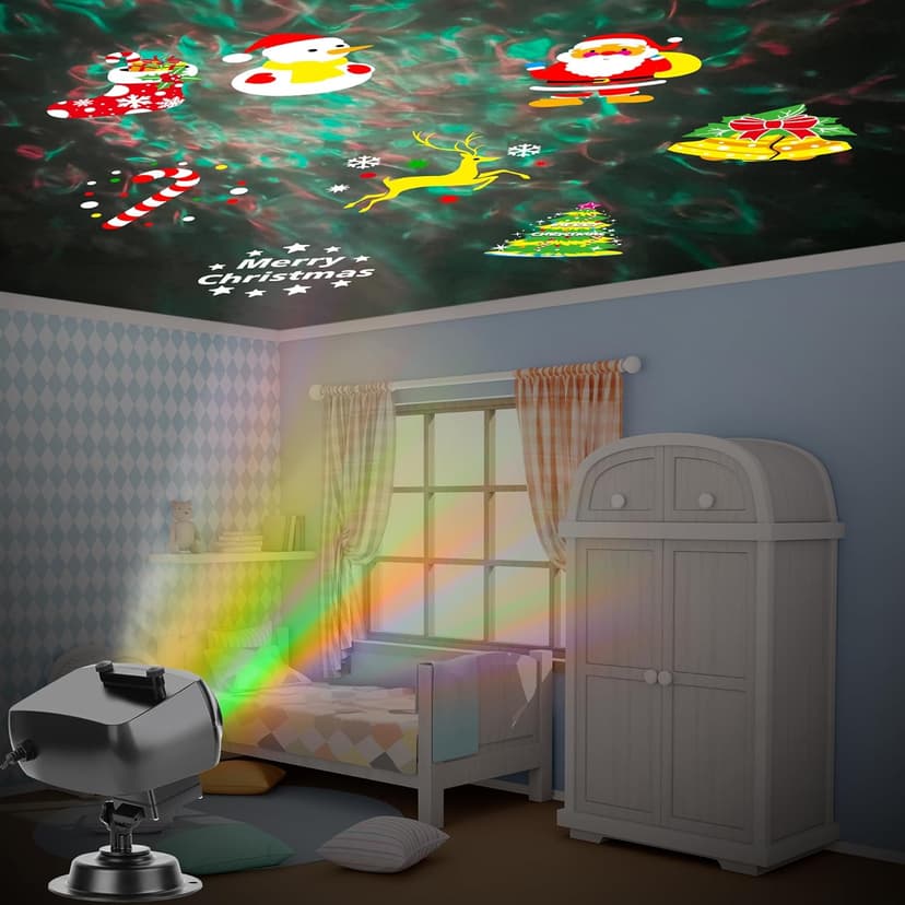 Christmas Projector Lights Outdoor, Upgrade Holiday Projection Light with Remote, 3D Ocean Wave & 72 HD Patterns, Waterproof Snowflake Projector for Xmas Party Yard Decor