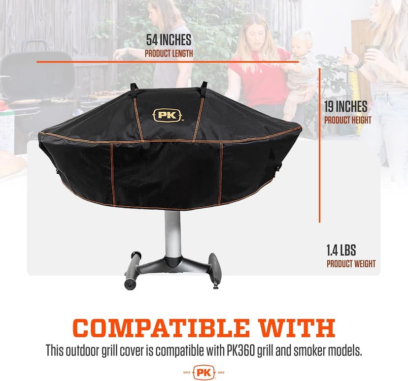 PK Grills PK360 Grill Cover for Outdoor Grill, Grill Accessories, Waterproof, Fits PK 360 Grill and Smoker, Black
