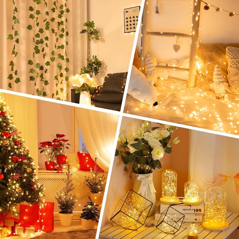 Lipstick Rechargeable Fairy Lights, 1 Pack Twinkle Lights Battery Operated, Mini Indoor LED String Lights with Timer for Vine, Bedroom, Christmas, Parties, Wedding, Decoration (10M/33FT Warm White)