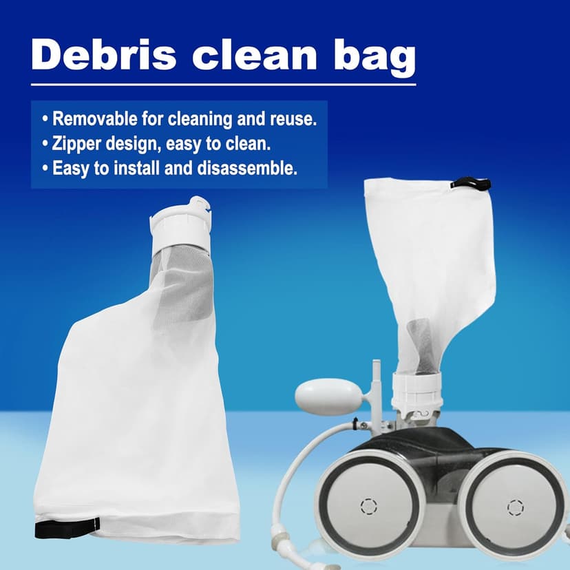 360002 Automatic Pool Cleaner Debris Bag with Zipper Compatible with Kreepy Krauly Legend and Legend II Automatic Pool Cleaner,Also Replacement for EU16 Bag. Aftermarket Part., White