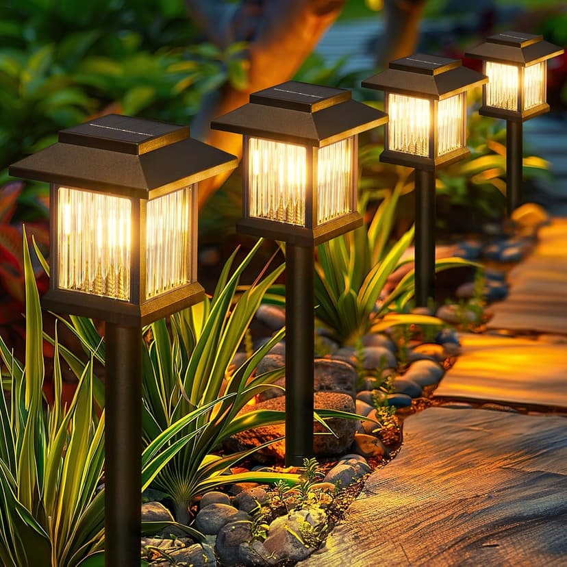 KOOPER 10 Pack Solar Pathway Lights Outdoor, Unique Solar Garden Lights Outdoor Waterproof, Bright Walkway Llights UP to 10 Hours of Lighting Decorative for Landscape Path Driveway Lawn Patio Yard