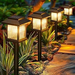 KOOPER 10 Pack Solar Pathway Lights Outdoor, Unique Solar Garden Lights Outdoor Waterproof, Bright Walkway Llights UP to 10 Hours of Lighting Decorative for Landscape Path Driveway Lawn Patio Yard