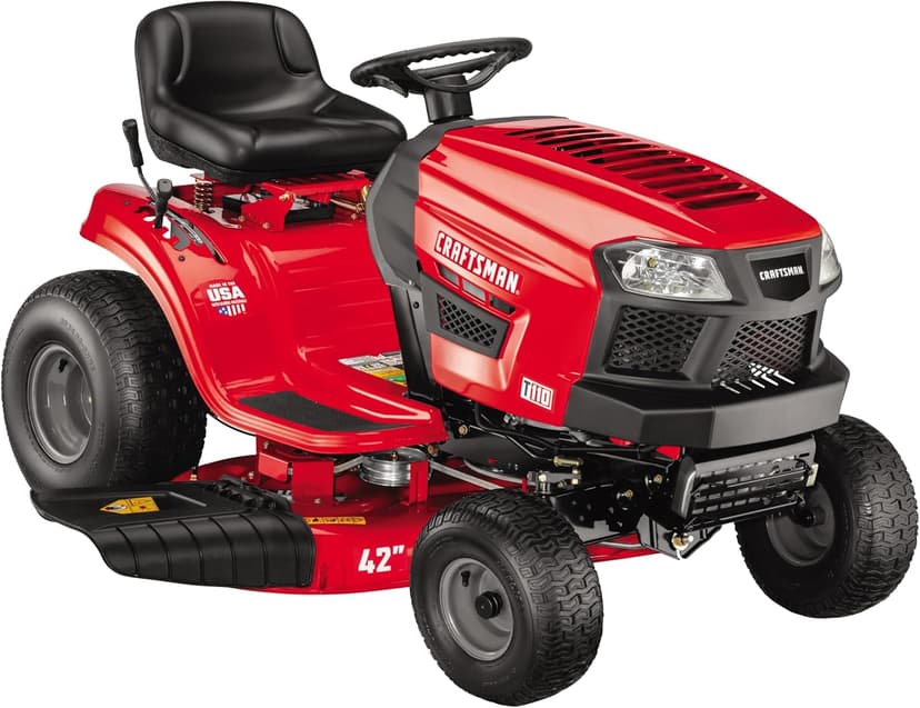 CRAFTSMAN 42" Gas Riding Lawn Mower with 17.5 HP* Briggs and Stratton Single-Cylinder Engine, Gas Lawn Tractor with 7-Speed Transmission, Red/Black