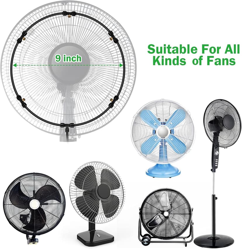 SUNHE YHK Fan Misting Kit, Outdoor Misters Cooling System with 19.36FT Hose + 5 Brass Nozzles + Brass Adapter(3/4") for Cooling Patio Garden Greenhouse Breeze, Connect to Any Outdoor Fan