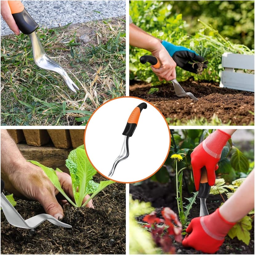 SZHLUX Hand Weeder Tool, Premium Weed Puller Tool for Garden, Gardening Hand Tool with Ergonomic Handle (Orange)