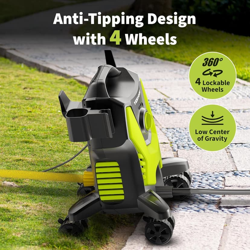 Electric Pressure Washer, 3500 PSI 2.4 GPM Power Washer with Anti-Tipping Technology, 4 Quick Connect Nozzles, Foam Cannon, Stainless Steel Lance, High Pressure Washer for Cars/Fences/Driveways/Patios