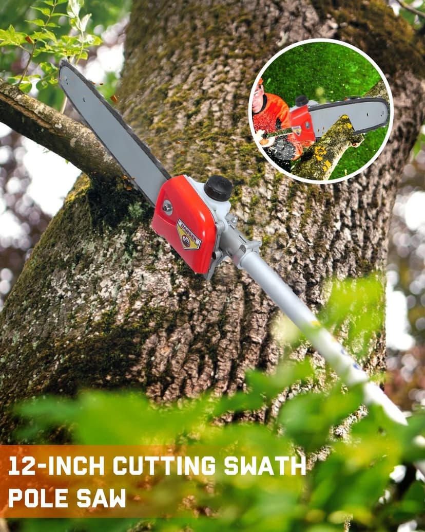 5-in-1 Weed Wacker Gas Powered – 52CC 2-Stroke String Trimmer/Edger, Pole Saw, Hedge Trimmer and Brush Cutter Blade with Extension Pole – Gas Powered Yard Tool for Landscaping (GC5080)