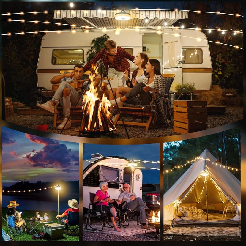Camping String Lights 32.9FT/10 M, Rollable Camping String Lights, 8 in 1 Portable Rechargeable LED Fairy Lights, USB for Hiking Travel AWN Tent Yard Garden Decoration and Holiday Gift