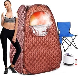 Portable Sauna for Home Full Body Personal Sauna Steam Sauna at Home Spa with 2.6L 1000W Steam Generator, 90 Minute Timer, Foldable Chair, Remote Control Included(Brown)