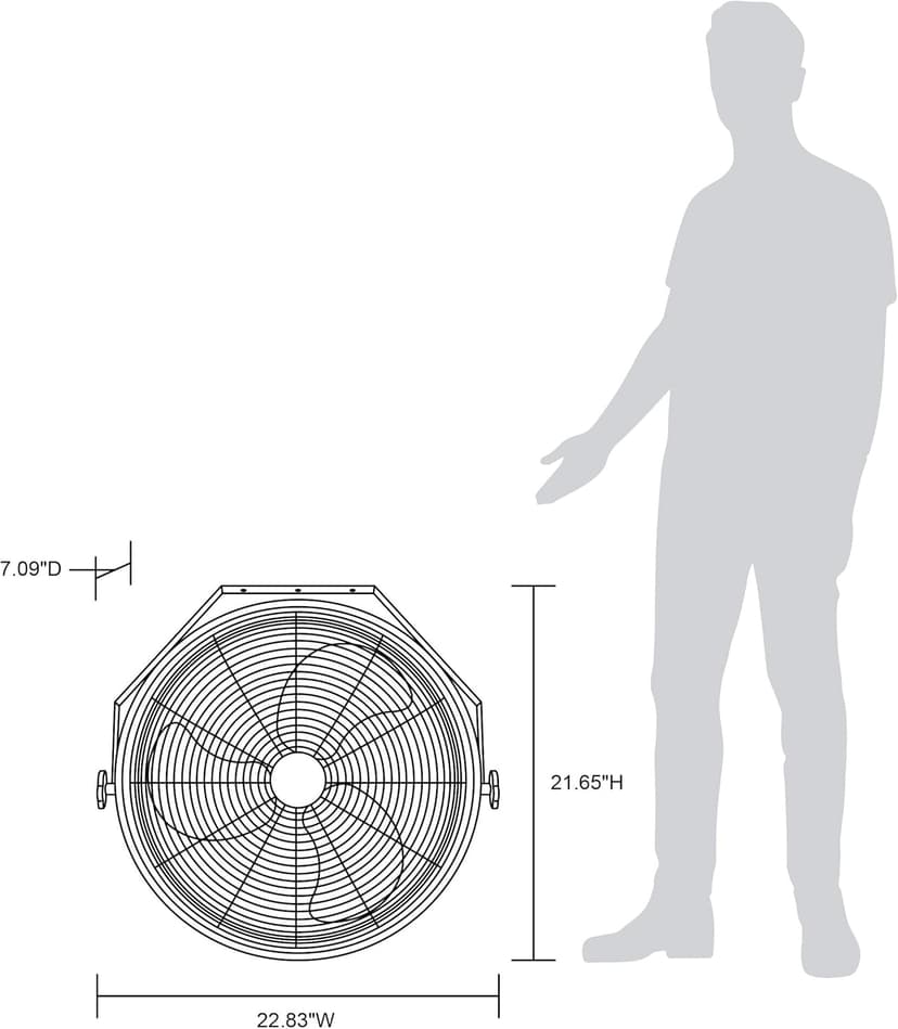 Newair Wall Mounted High Velocity Fan | 18" Air Fan | Quiet Blade Fan | 3 Speed Settings Box Fan | Heavy Duty Fan For Industrial Use | Portable Outdoor Shop Fan | Black | WindPro18W, 3000 CFM