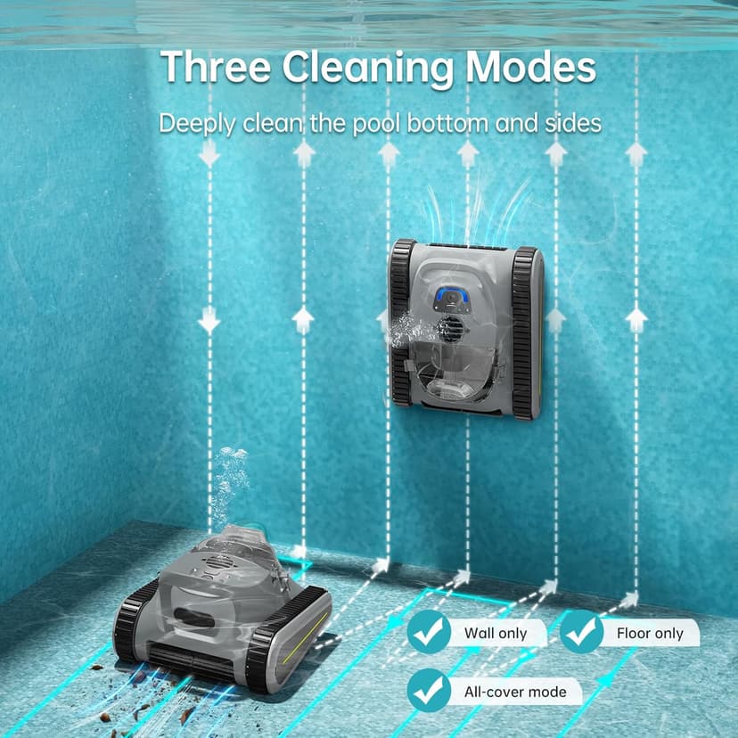 Robotic Pool Vacuum for Inground Pools: 2025 Upgraded Cordless Robot Robotic Pool Cleaners 180W Suction Auto Vacuums Wall Climbing Waterline Scrubbing Cleaning 150 Mins Long Battery Up to 2,000 sq.ft