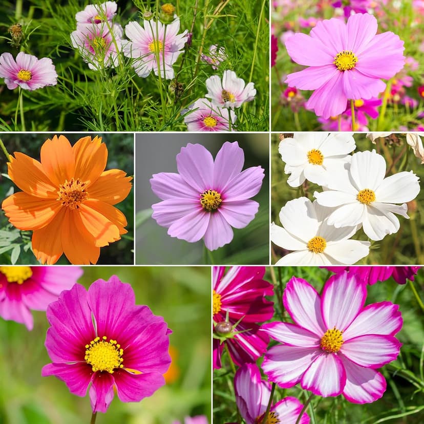 Cosmos Seeds Wildflower Mix, 1 Oz, 7 Varieties Flowers Seeds for Planting (Daydream, Gloria, Picotee, Purity, Radiance, Pinkie, Sulphur)